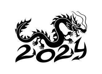 Dragon symbol of the new year 2024 on a white background. - 613832642