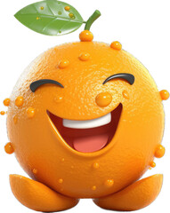 3D Illustration of an Orange Fruit Beaming with Happiness and Contentment