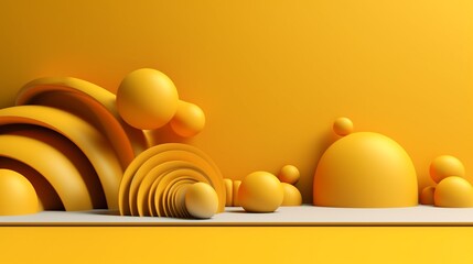 A beautiful 3d yellow abstract background with space to promote products and services. Create with generative ai.