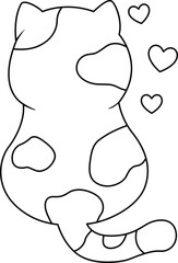 a vector of a cute cat in black and white coloring