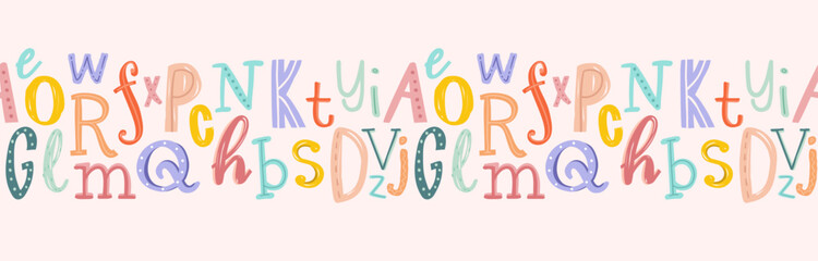 Lovely hand drawn letters, doodle alphabet, school background, great for banners, wallpapers, wrapping - vector design