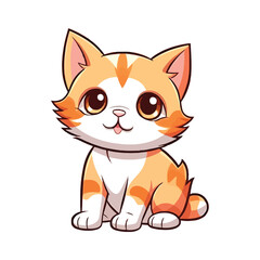Fototapeta na wymiar Captivating Cat: Cute 2D Character Design