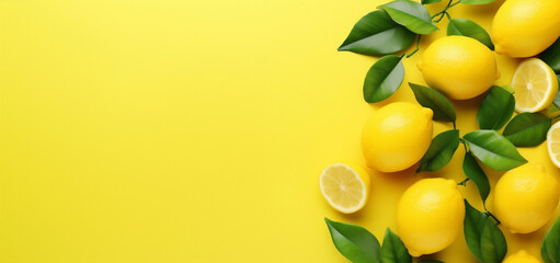 summer natural lemon fresh yellow healthy top background view food juicy fruit. Generative AI. - obrazy, fototapety, plakaty