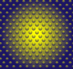 Original geometric abstract pattern in the form of golden balls on a blue background