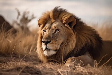 Obraz na płótnie Canvas Lion roaring in the forest safari