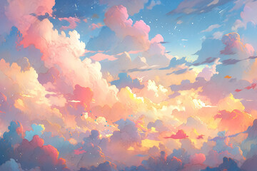 Fototapeta na wymiar Oil painting, Clouds background