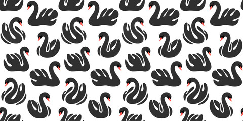 Seamless trendy pattern with swan. Childish print for nursery, kids apparel, poster, postcard, pattern.