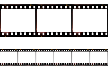 Retro photo movie film strip, vintage filmstrip on transparent background, grunge negative