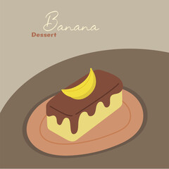  Dessert Banana Cake  with  Chocolate cream