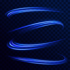 Concept of leading in business, Hi tech products, warp speed wormhole science vector design. Shiny spiral lines effect neon color glowing lines background, high-speed light trails effect.