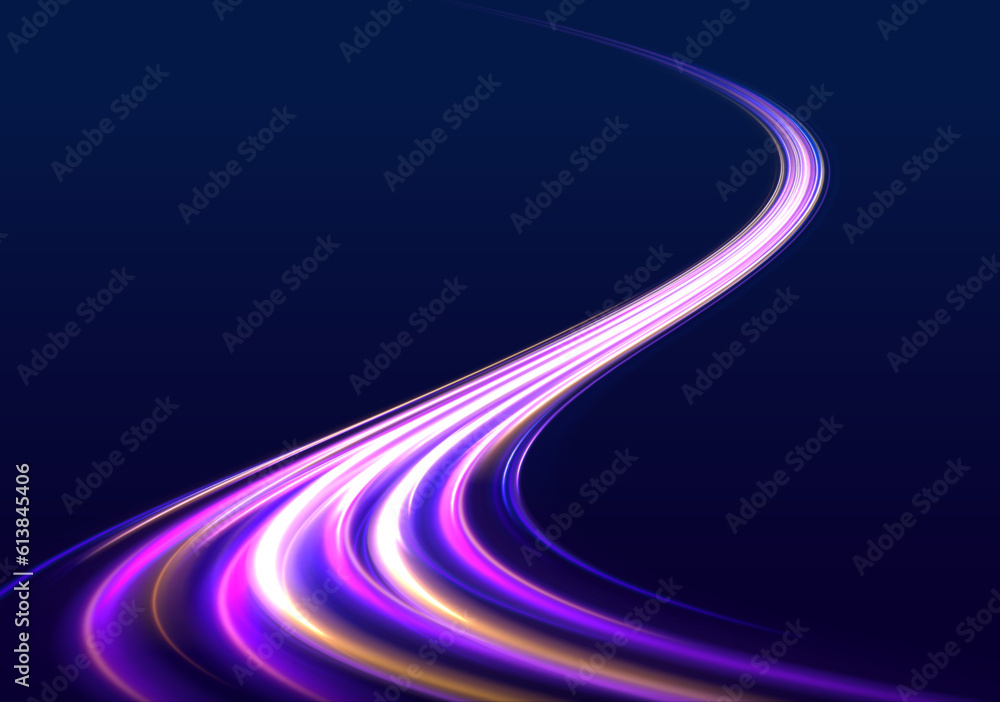 Aufkleber shiny spiral lines effect neon color glowing lines background, high-speed light trails effect. futur