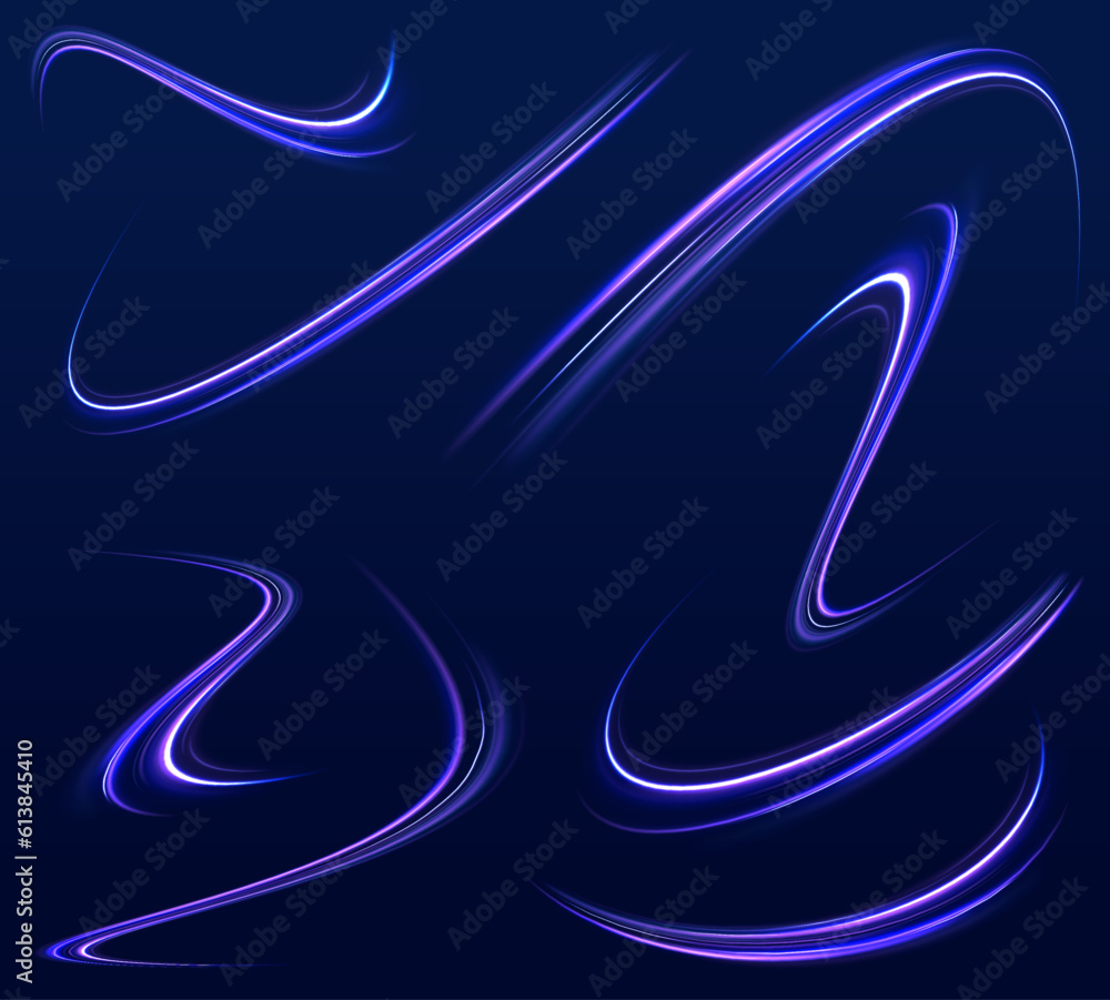 Poster dynamic composition of bright lines forming lights track of speed movement. movement sport pattern f