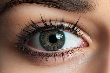 Obraz premium Health and beauty. Closeup of model woman's eyes on beautiful face