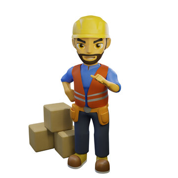 3D rendering of construction character