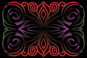 Limited edition luxurious design colourful rainbow flowers line art pattern of indonesian culture traditional  batik ethnic dayak for background wallpaper textile or fashion