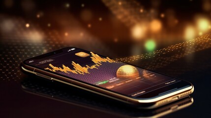 mobile phone and stock investment graph