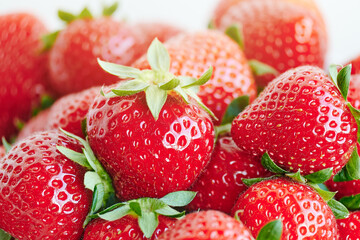 Red fresh ripe strawberry close-up