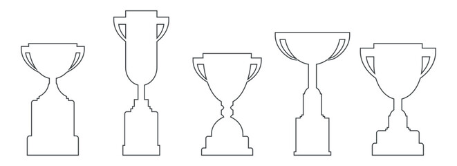 Line trophy cup collection. Championship prize element for games and app