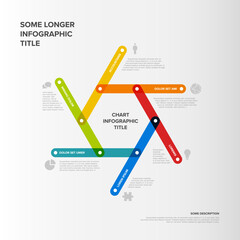 Minimalistic thick line six elements in hexagon shape template