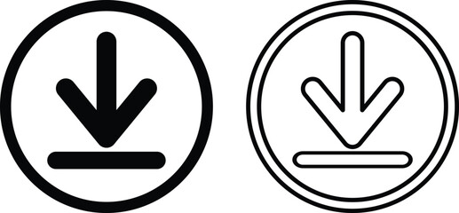 Download icon set vector in two styles . Install symbol isolated on white background