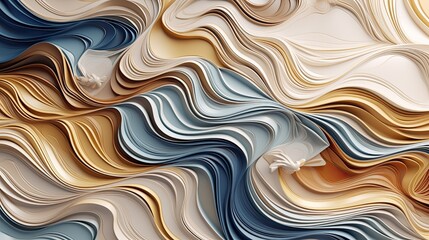 Fototapeta premium Abstract wavy background texture, creative waves with psychedelic concept, fluid art design, liquid material flow, multilayered backdrop for print, vivid and bright colors - Generative ai