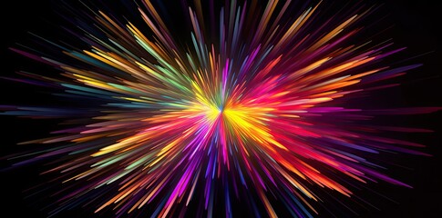 colored star burst on the black background - Generative ai