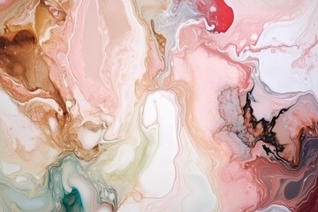 Abstract alcohol ink background, dreamy painting with acrylic paint, beautiful marble or mix of colors, creative hand drawn art - Generative ai