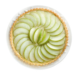 torta doce de maçã verde vista de cima isolado em fundo transparente