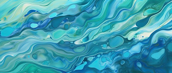 Fototapeta premium Abstract wavy background, layered texture with overlapping thick waves, psychic and dreamy backdrop, multicolored graphic for wallpaper or print materials, wide design - Generative Ai