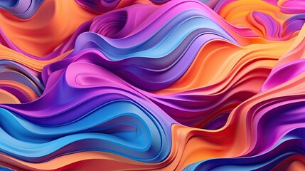 Obraz premium Abstract wavy background, layered texture with overlapping thick waves, psychic and dreamy backdrop, multicolored graphic for wallpaper or print materials, wide design - Generative Ai