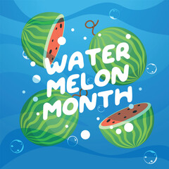 national watermelon month design template for celebration. watermelon vector design. watermelon vector illustration. flat vector design.