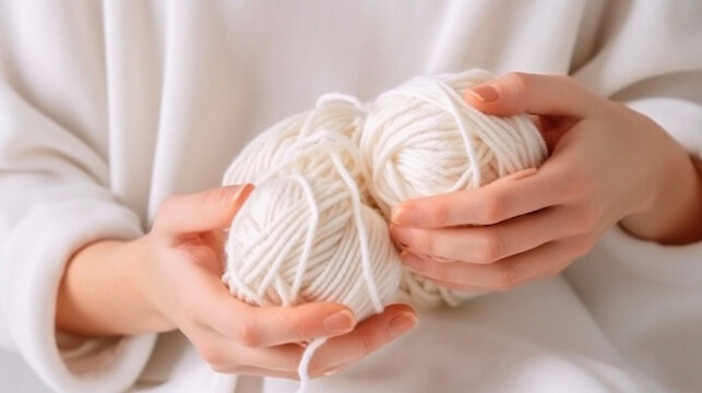 crochet, on a soft cream background, tenderness, knitting needles, in vintage style,AI generated