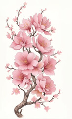 Watercolor sakura branch