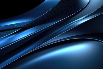 Abstract futuristic background with blue waves with lighting effects Generative AI Illustration