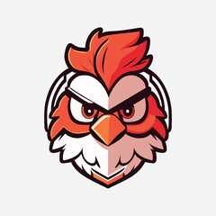 Rooster mascot sport logo design. Chicken rooster head mascot. Chicken head emblem design for eSports team. Vector illustration