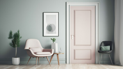 Modern Interior Design with Mockup Frame Poster, 3D Render, 3D Illustration