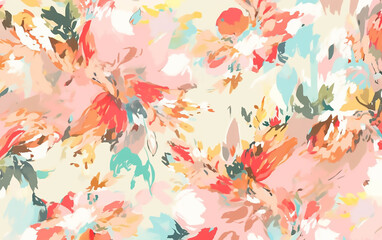 Abstract summer floral watercolor illustration. Pastel colors. Generative AI technology.