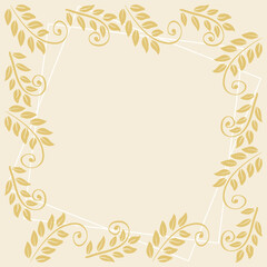 Doodle drawing gold floral frame background