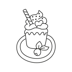Vector illustration of cupcake in doodle style