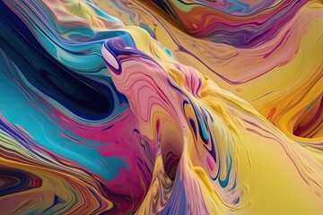 Dreamy background with wavy thick background, creative multi colored thick texture - Generative ai