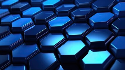 Obraz na płótnie Canvas abstract blue hexagon background, business style backdrop - Generative ai