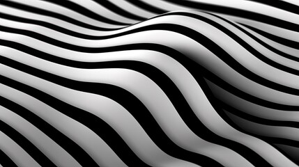 Black and white curved lines, minimal and simple 3D design background - Generative ai