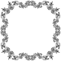 Doodle drawing floral frame background on black and white.