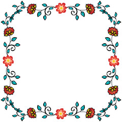 Doodle drawing floral frame background 