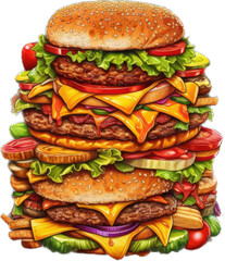 Mouthwatering Fast Food Illustration Irresistible Taste Sensation