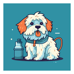 Friendly dog ​​mascot character for pet grooming salon