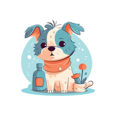 Friendly dog ​​mascot character for pet grooming salon