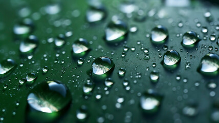 Condensation on a steel surface, clean droplets, close up.