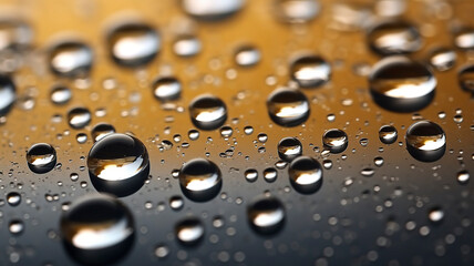 Condensation on a steel surface, clean droplets, close up.