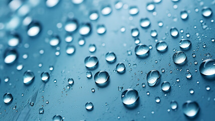 Condensation on a steel surface, clean droplets, close up.